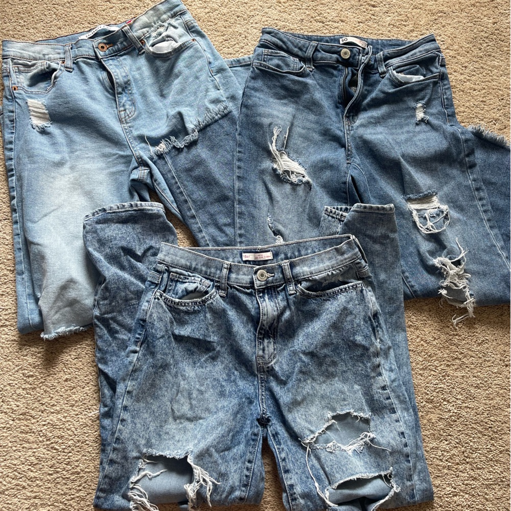 Lot of 3 Juniors 7/28 ripped/distressed jeans